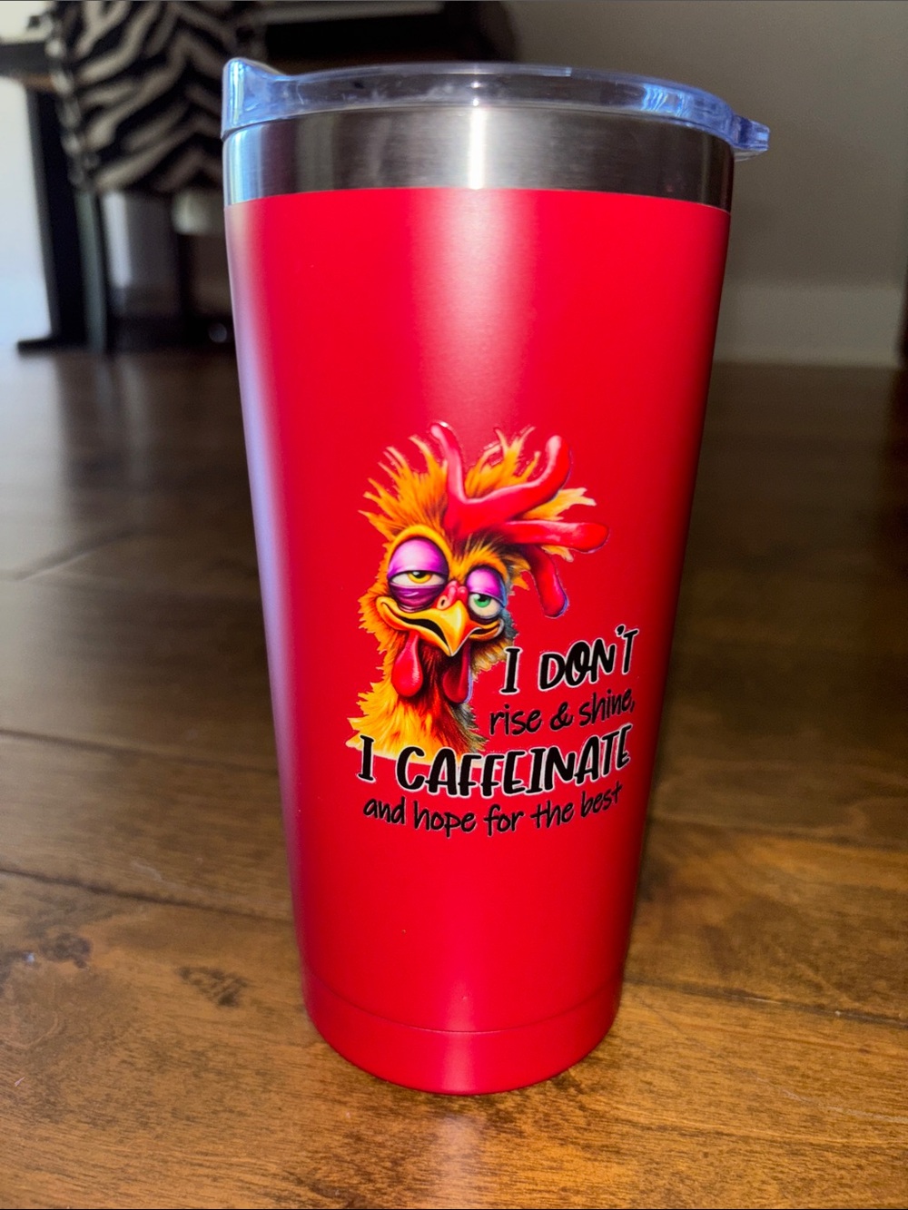 Red Stainless Steel Travel Tumbler - I Caffeinate NEW